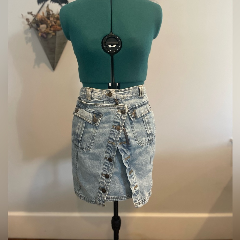 Hunter & Brown asymmetrical denim mini skirt